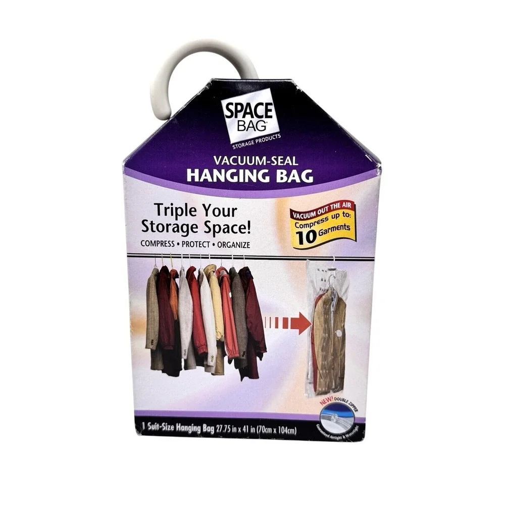 Space Bag‎ Vacuum Seal Hanging Storage Bag Clear Suit Size Closet Organizer